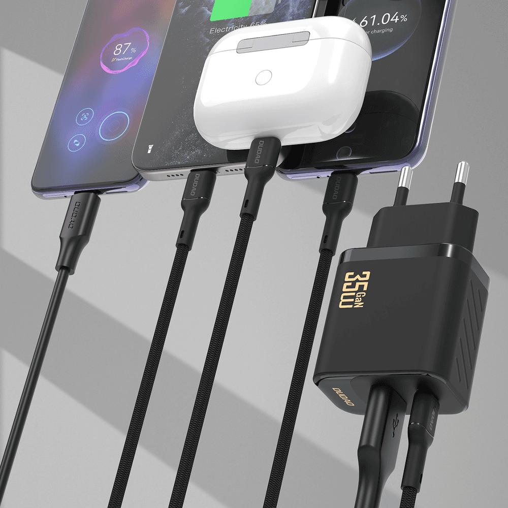Dudao A27MaxCEU PD QC 35W USB-A/USB-C polnilnik z USB-C kablom - črn 2