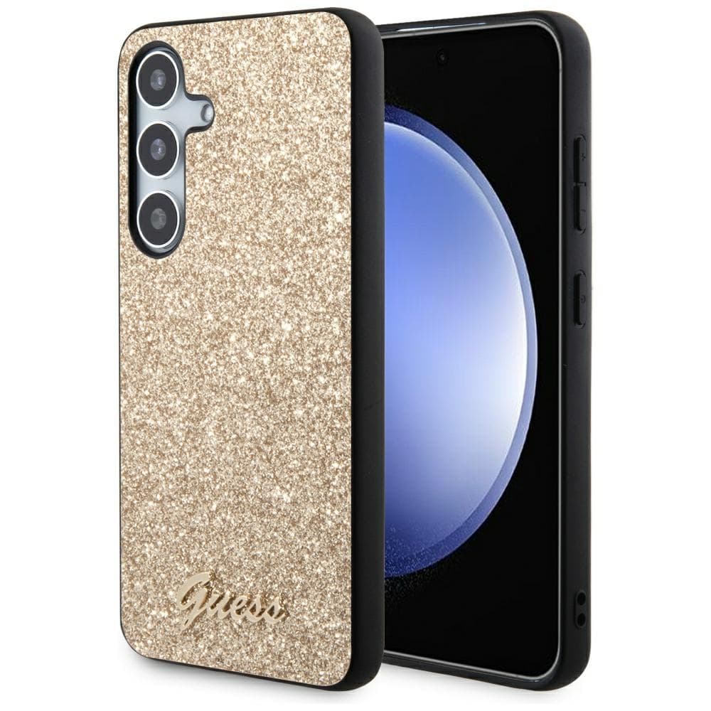 Ovitek za Samsung Galaxy S24 Guess Glitter Script - zlata
