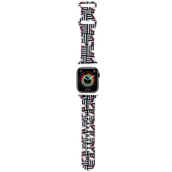 Hello Kitty trak za Apple Watch 38/40/41mm, Silicone Heads & Stripes, črn