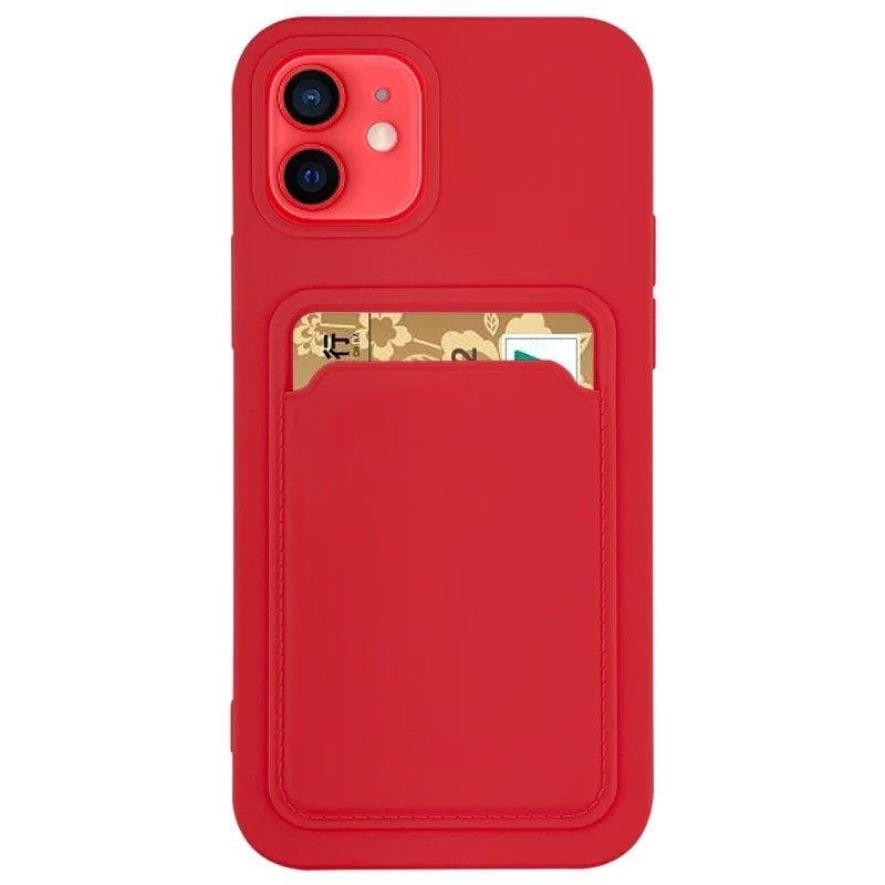 Hurtel Card Case silikonski ovitek z režo za kartice za Redmi Note 10 / 10S, rdeč