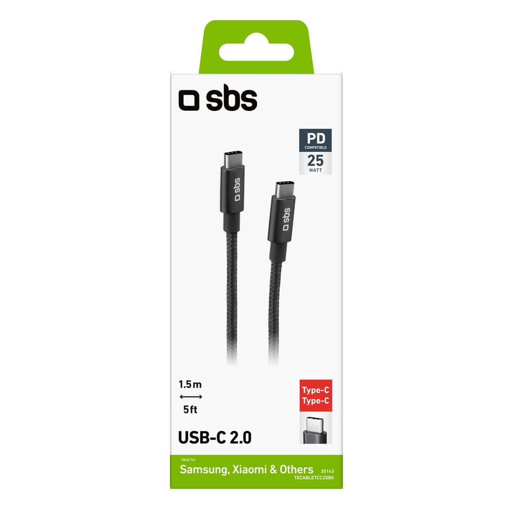 SBS kabel USB-C - USB-C 25W Power Delivery 1.5m - siv 2