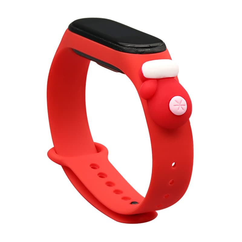Hurtel božični pašček za Xiaomi Mi Band 5/6, rdeč, rokavica