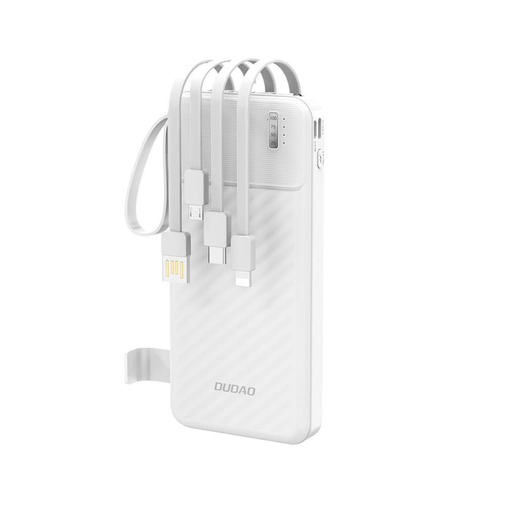 Dudao K11 10000mAh Powerbank z vgrajenimi kabli - bela