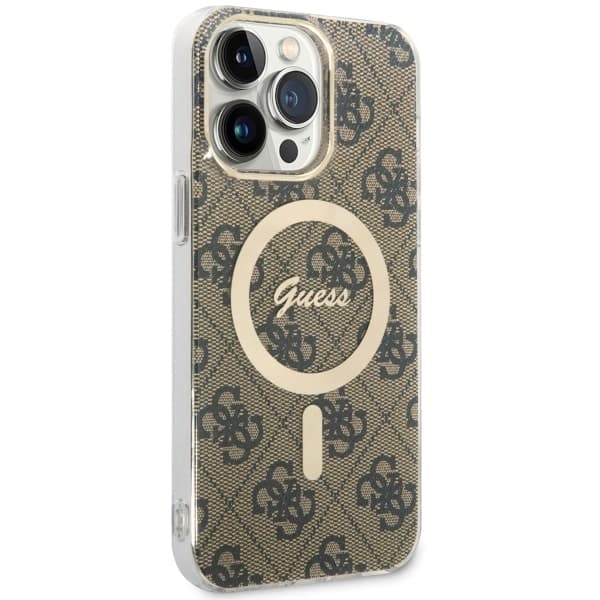 Ovitek Guess 4G MagSafe za iPhone 14 Pro Max, rjav 3