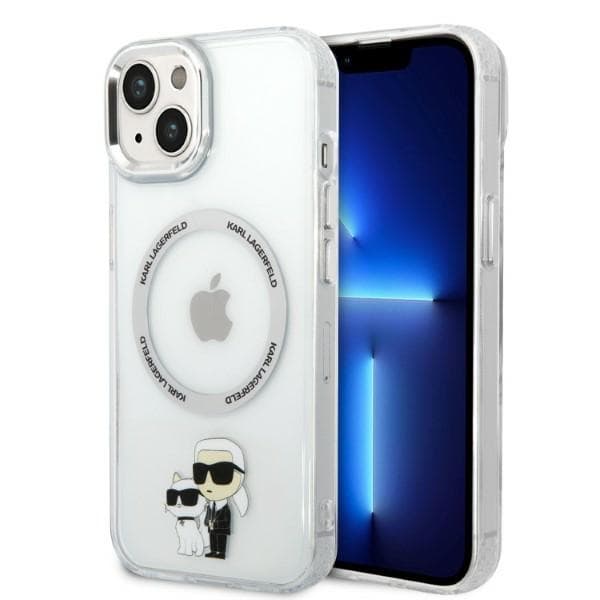 Karl Lagerfeld etui za iPhone 14 Plus, Iconic Karl&Choupette, prozoren, MagSafe