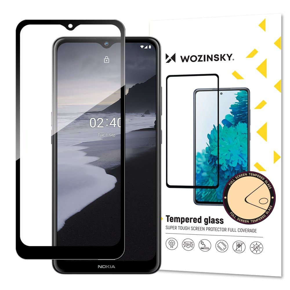 Wozinsky ovitek za Nokia 2.4, Full Glue kaljeno steklo, črn