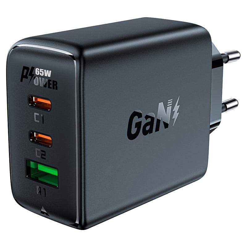 Acefast 65W GaN polnilec (2xUSB-C / USB-A) PPS/PD/QC4+ - črn 3