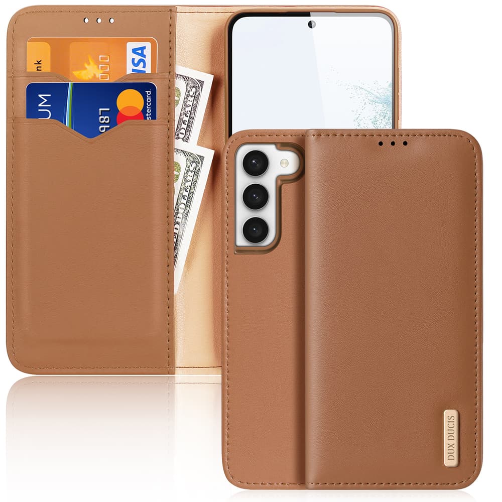 Preklopni ovitek Dux Ducis Hivo z denarnico in RFID zaščito za Samsung Galaxy S23+ - rjava
