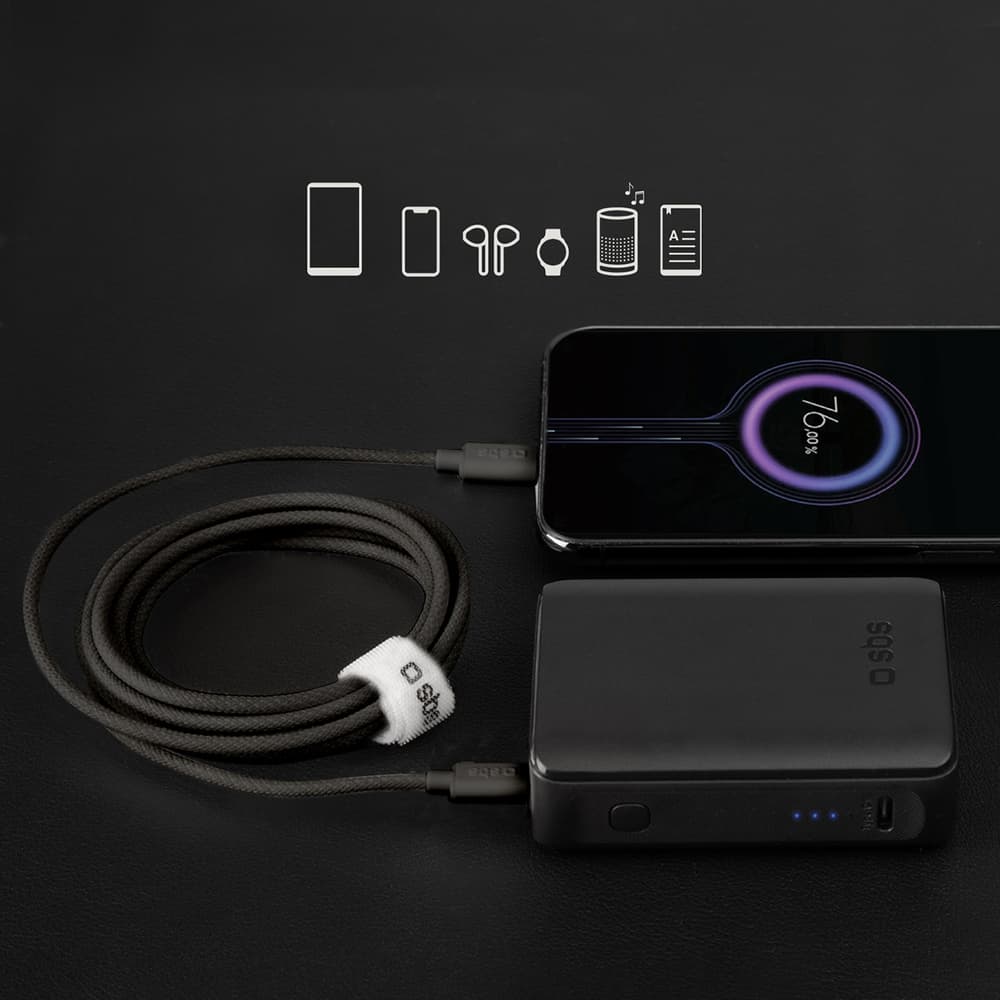 SBS kabel USB-C - USB-C 1.5m 60W pleten - črn 3