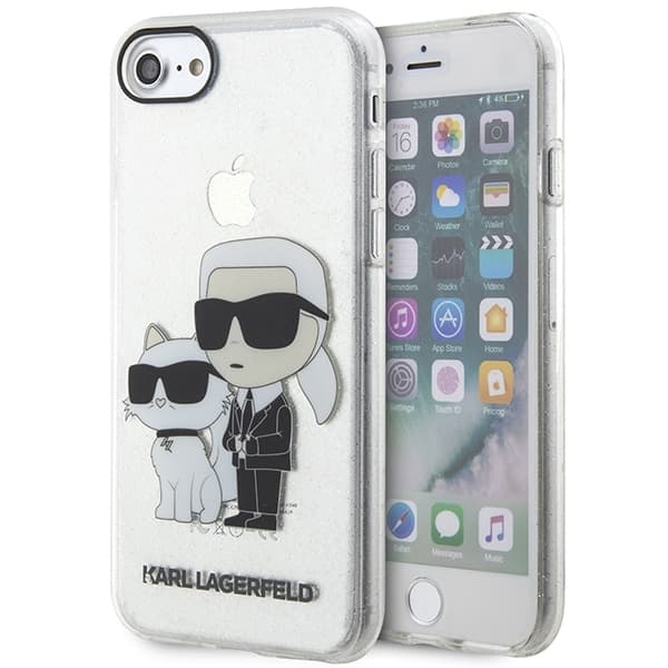 Karl Lagerfeld etui za iPhone 7/8/SE (2020/2022), prozoren, Glitter Karl&Choupette
