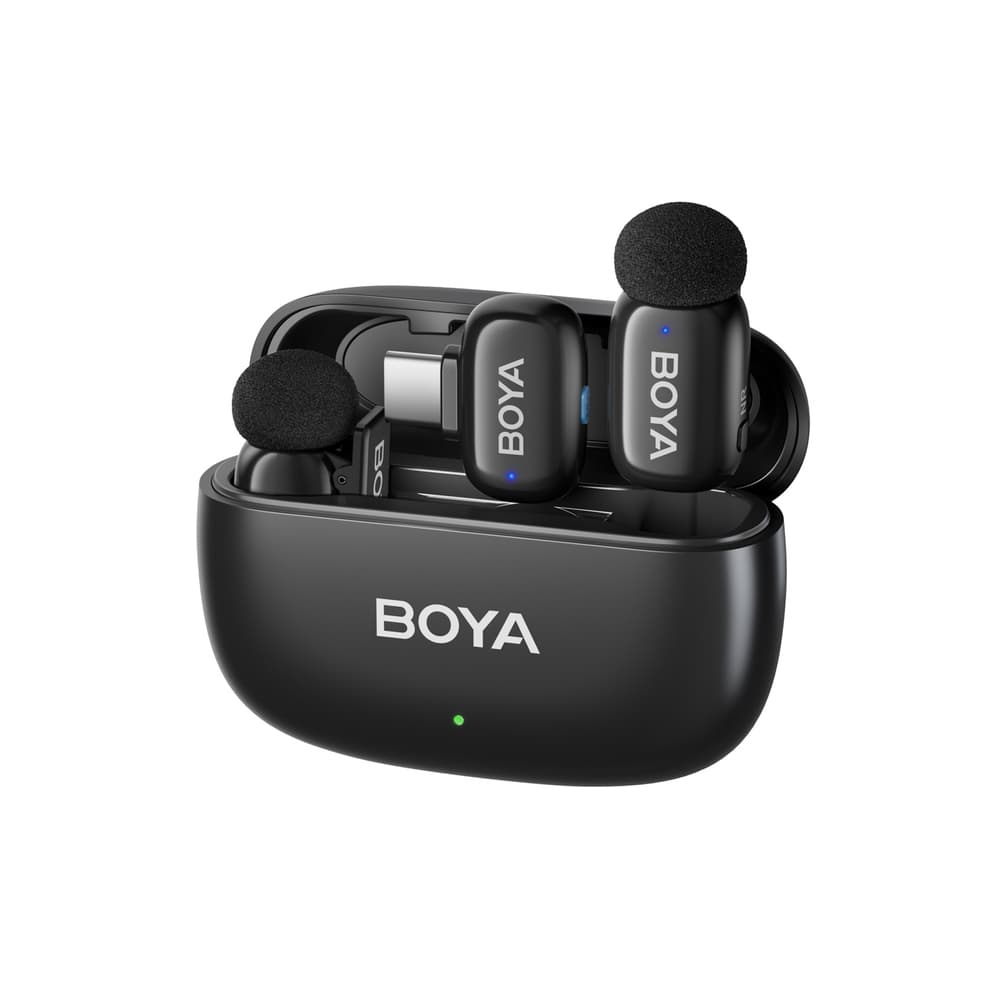 BOYA mini 2-02 brezžični mikrofoni 2.4GHz USB-C, Črna
