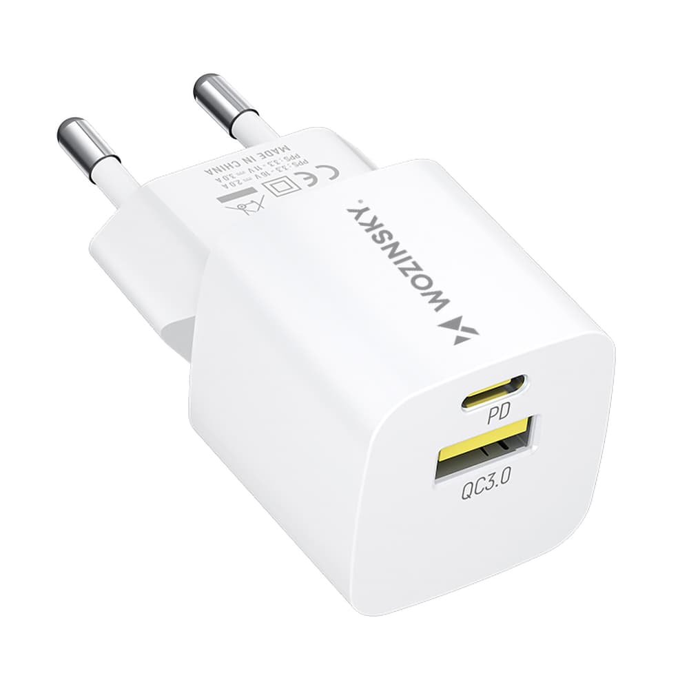 Wozinsky WWCEAC GaN USB-A/USB-C 33W polnilnik - bela 3