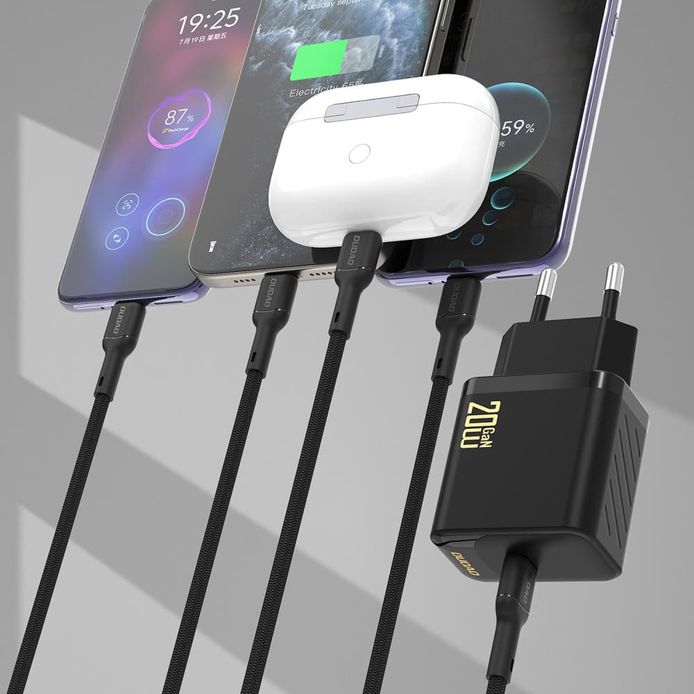 Dudao A26LEU PD 20W GaN USB-C polnilnik v USB-C na Lightning kabel - črn 3