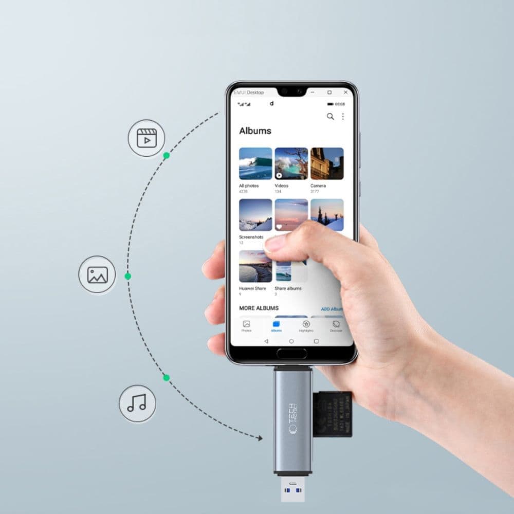 Bralnik kartic Tech-Protect UltraBoost SD/micro SD, USB-C/USB-A - siv 4