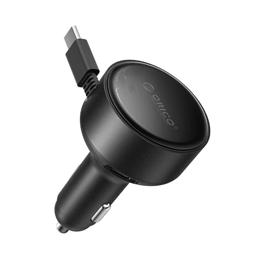Orico FC-60-2C 60W avto polnilec z izvlečnim USB-C kablom 65cm - črn
