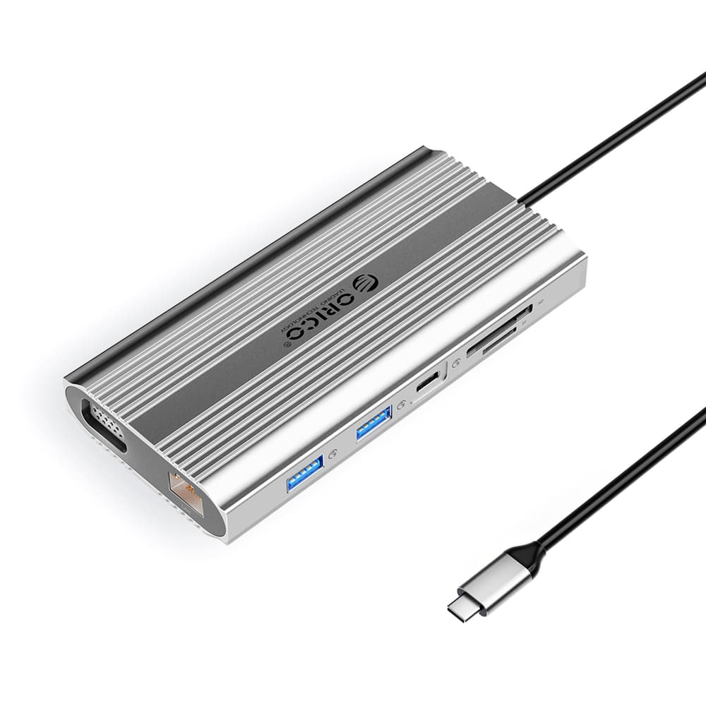 Orico XDR 12v1 USB-C Docking Station, 4K 30Hz, PD 100W, Silver