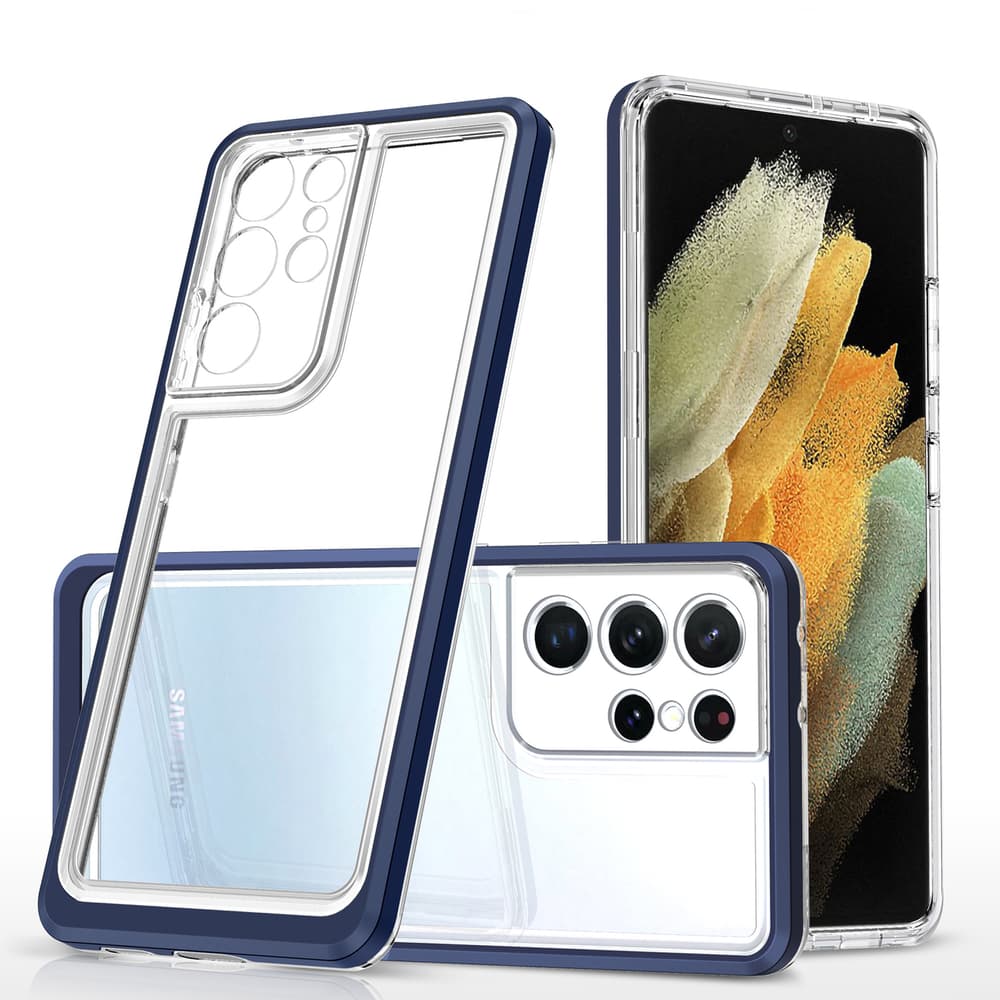 Hurtel Clear 3in1 ovitek za Samsung Galaxy S23 Ultra, modri okvir