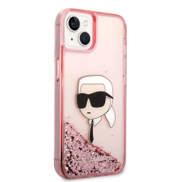 Karl Lagerfeld Glitter Karl's Head etui za iPhone 14 Plus - roza 4