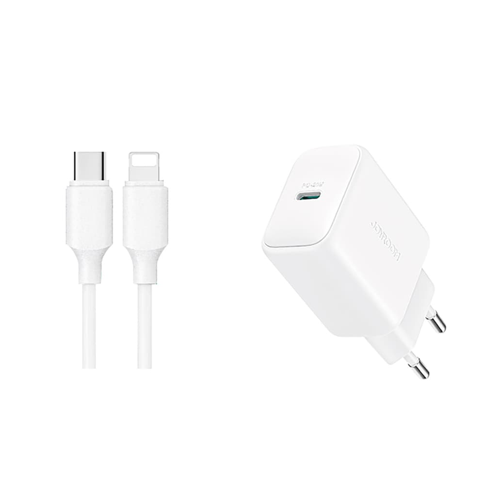 Joyroom JR-TCF20 USB-C PD 20W omrežni polnilnik + USB-C/Lightning kabel 1m - Bel