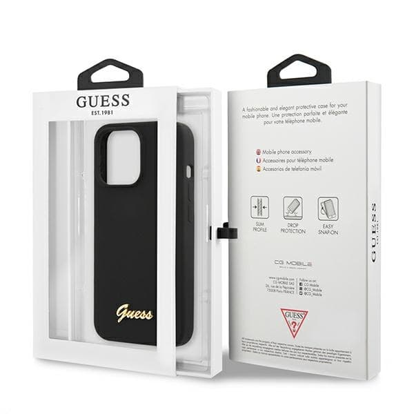 Ovitek Guess Silicone Script Gold Logo za iPhone 13 Pro Max 6.7" - črna 8