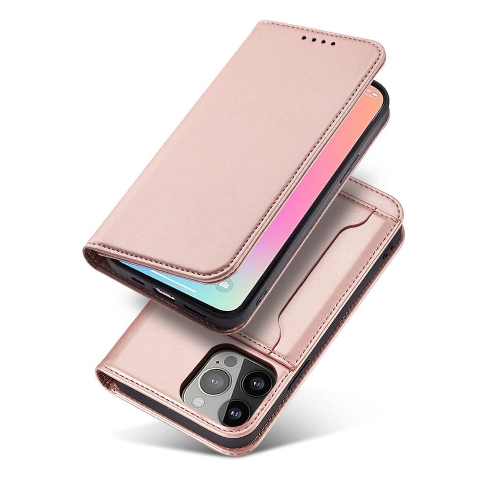 Hurtel Magnet Card etui za iPhone 13 Pro, denarnica, roza 2