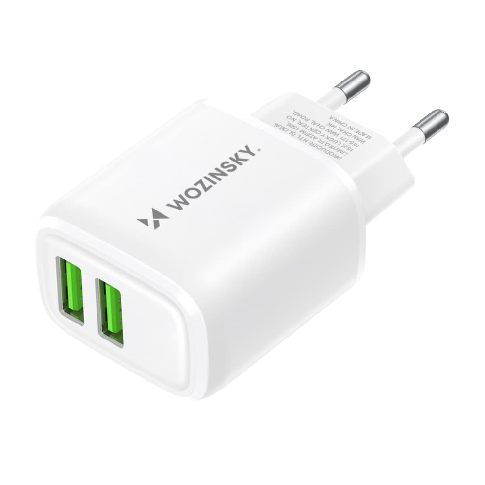 Wozinsky CUWCW 2.4A stenski polnilec, 2xUSB-A, bel 2