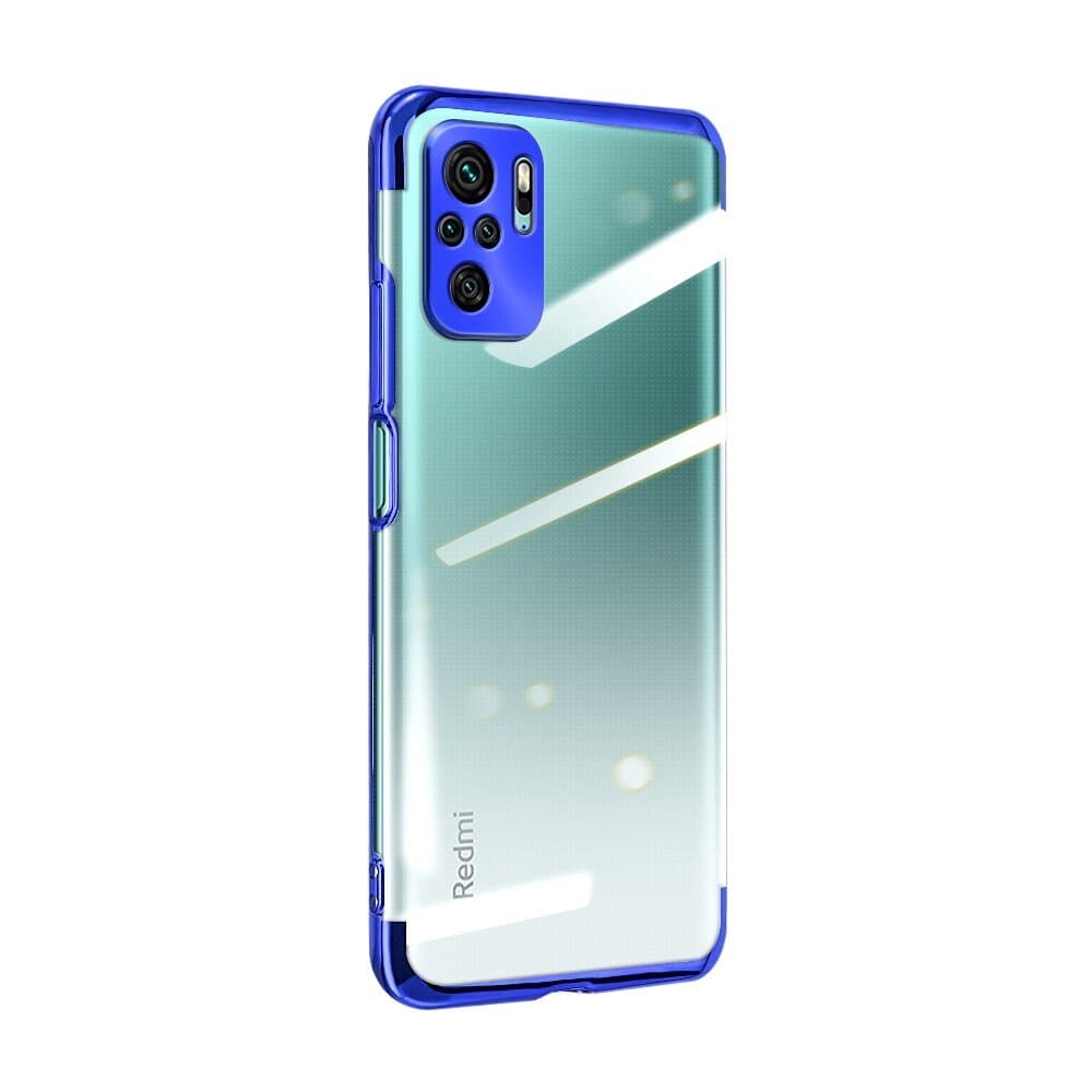 Prozoren ovitek Clear Color 0.3mm z electroplating okvirjem za Xiaomi Redmi Note 10 5G / Poco M3 Pro moder