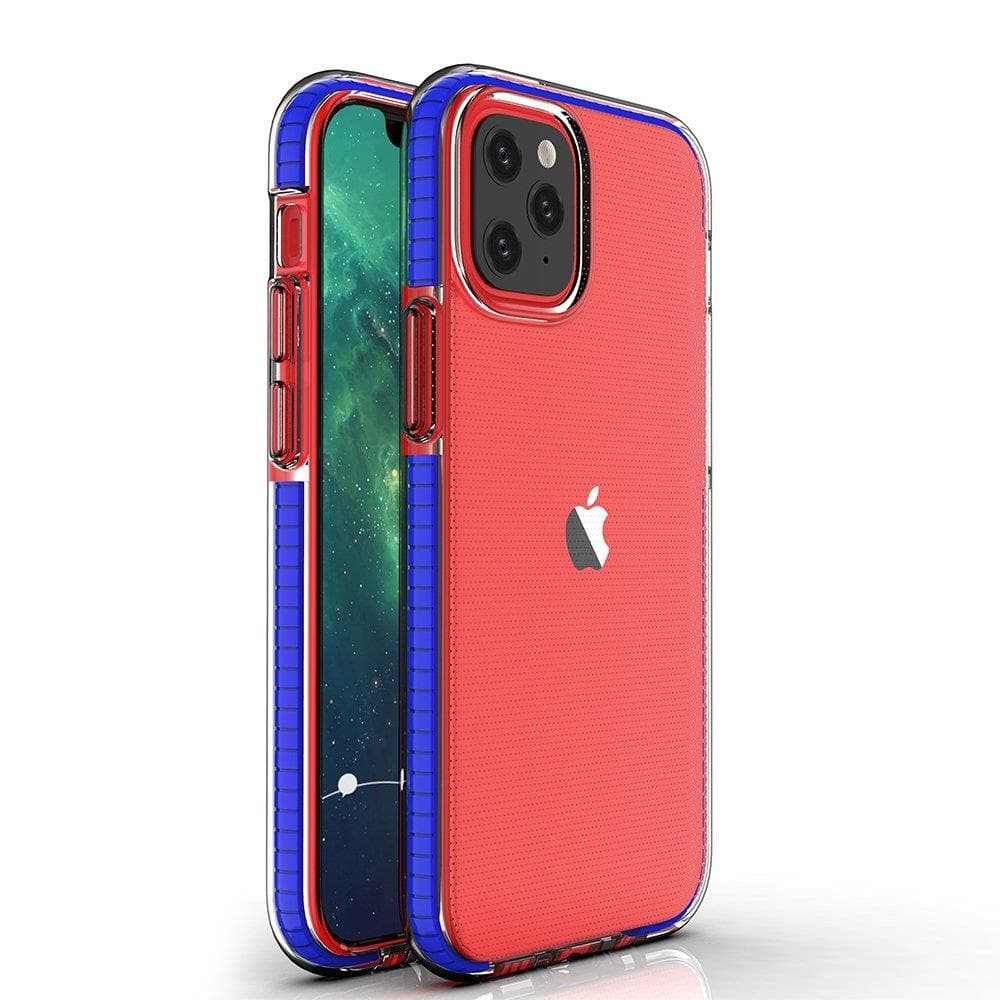 Spring Case Prozorna TPU ovitek z barvnim okvirjem za iPhone 13 mini - Temno modra