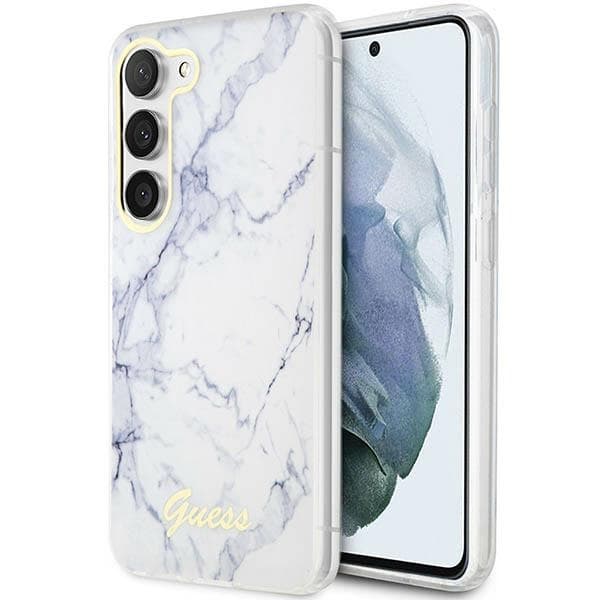 Guess ovitek Marble za Samsung Galaxy S23+ S916, bela