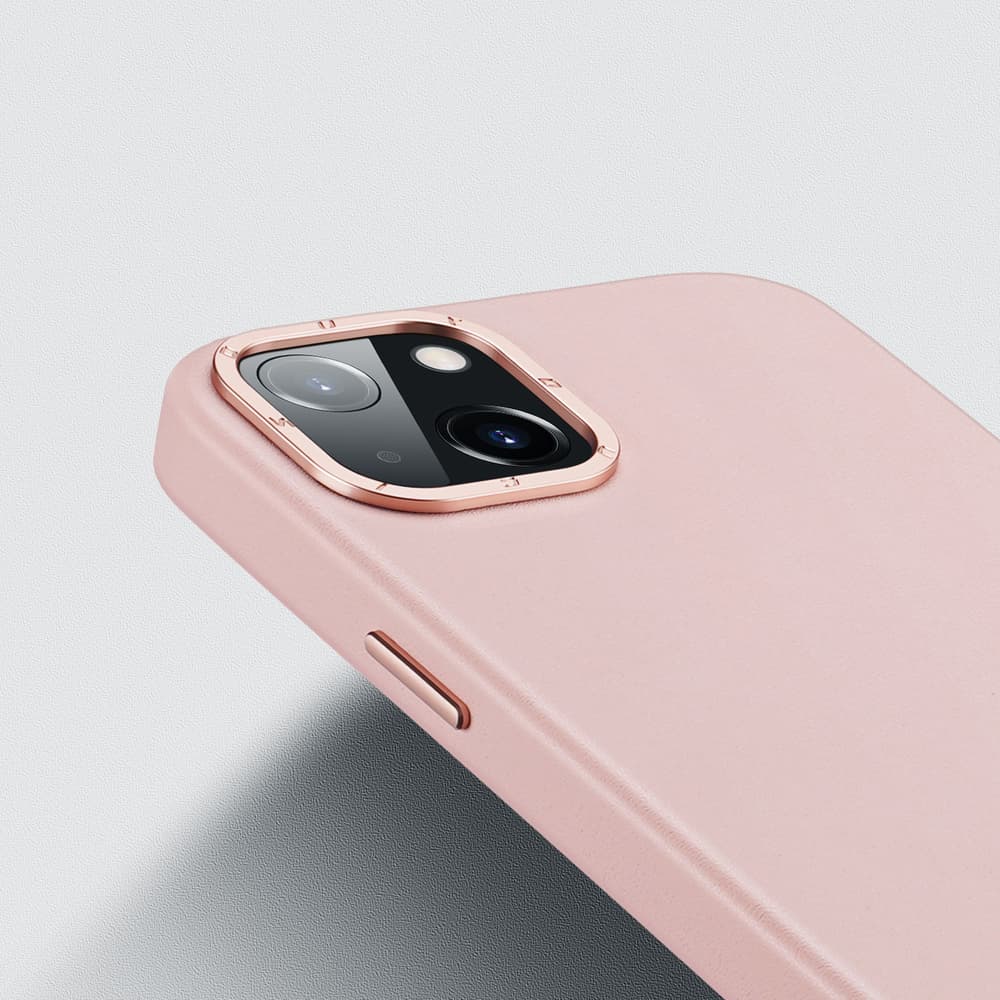 Ovitek Dux Ducis Grit usnjen za iPhone 14 Plus (MagSafe), roza 8