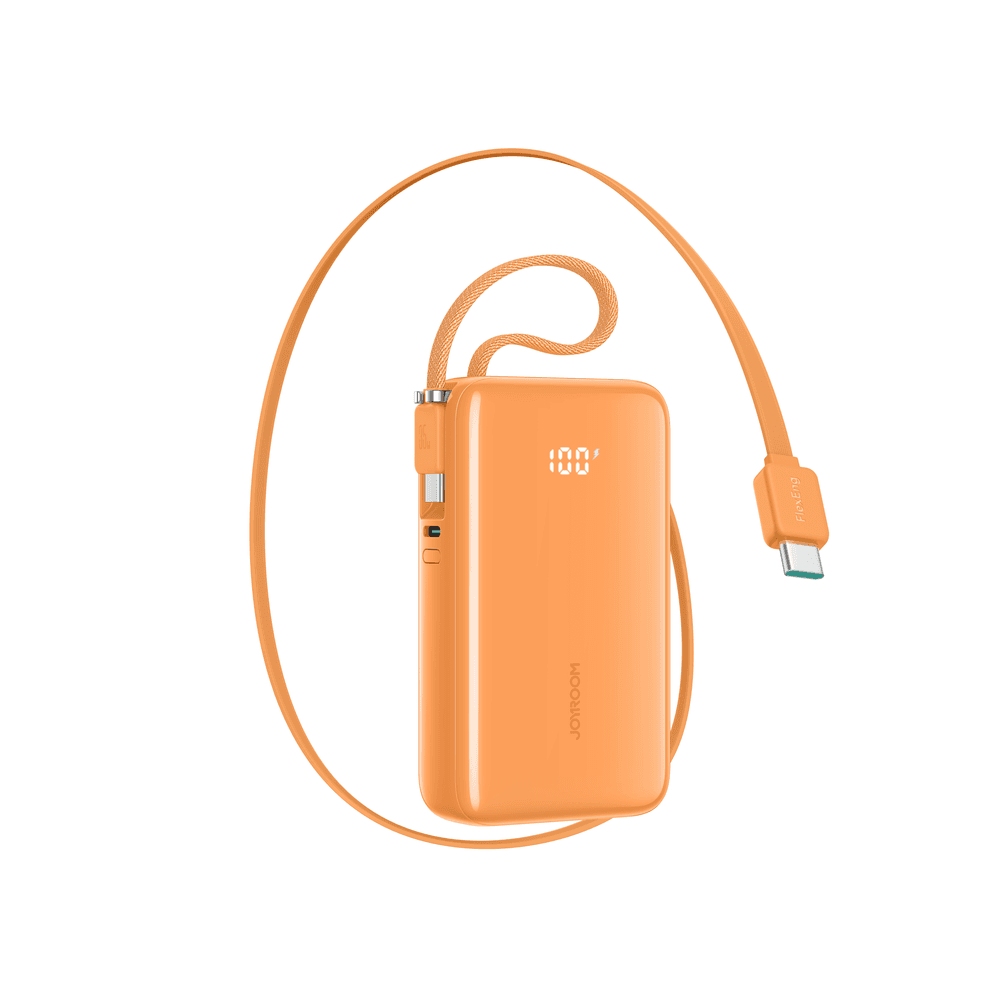 Joyroom JR-PR2 Prenosni polnilnik 35W 10000mAh z vgrajenimi kabli USB-C in Lightning, oranžna
