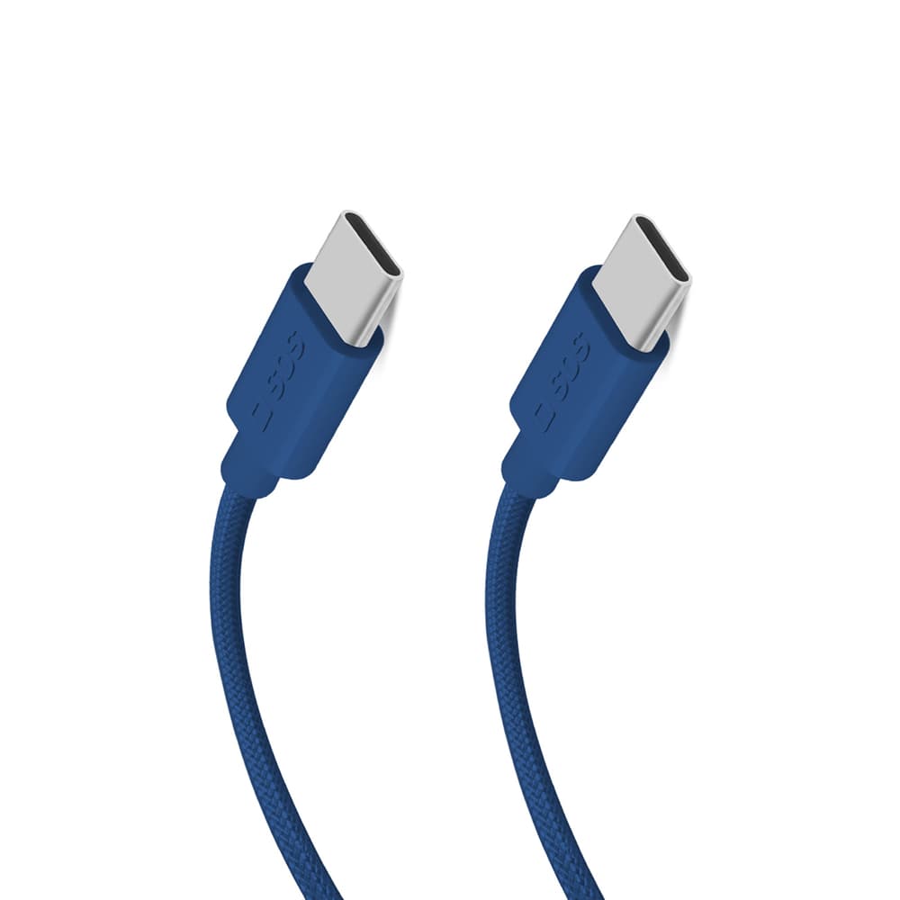 SBS TECABLETISSUETCCB USB-C v USB-C, 1,5m, 60W, pleten kabel - modri