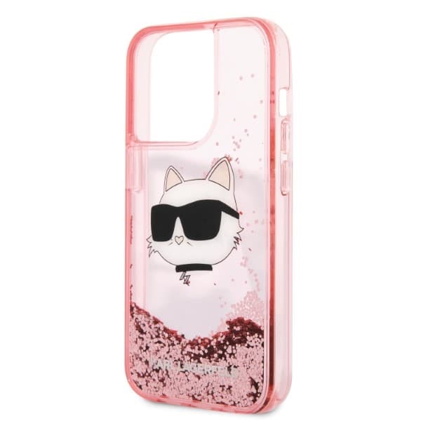 Karl Lagerfeld etui za iPhone 14 Pro Max, Glitter Choupette Head, roza 6