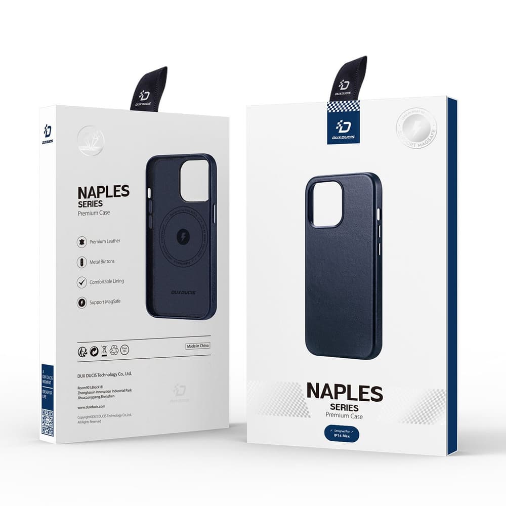 Dux Ducis Naples ovitek za iPhone 14 Plus, usnjen, MagSafe, moder 5