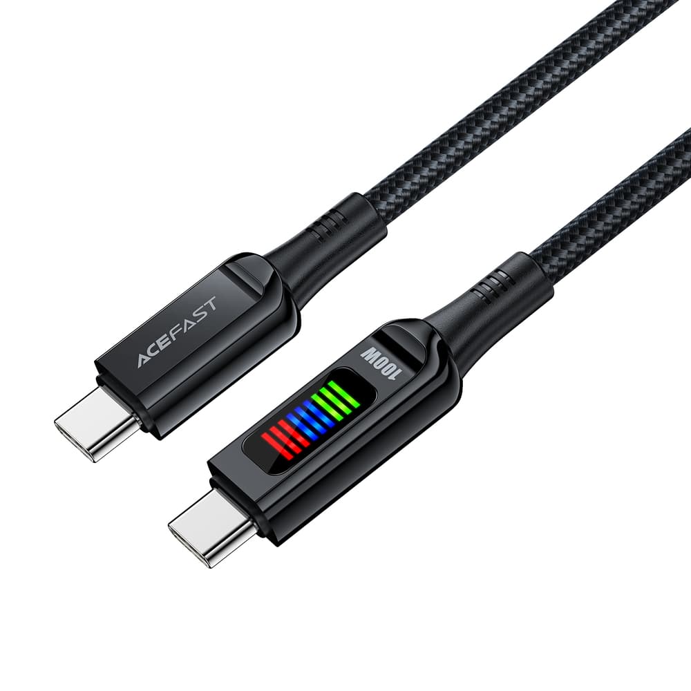Acefast C7-03 USB-C v USB-C 100W 1.2m kabel z zaslonom, črn 2