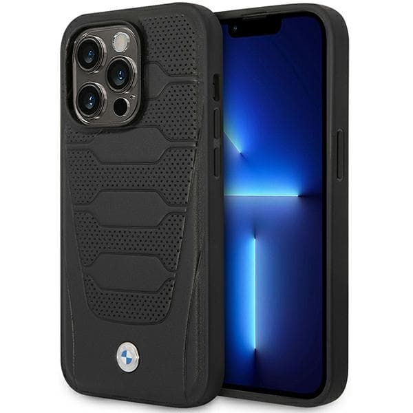 Ovitek BMW BMHMP14X22RPSK za iPhone 14 Pro Max 6.7" usnje Leather Seats Pattern MagSafe, črn