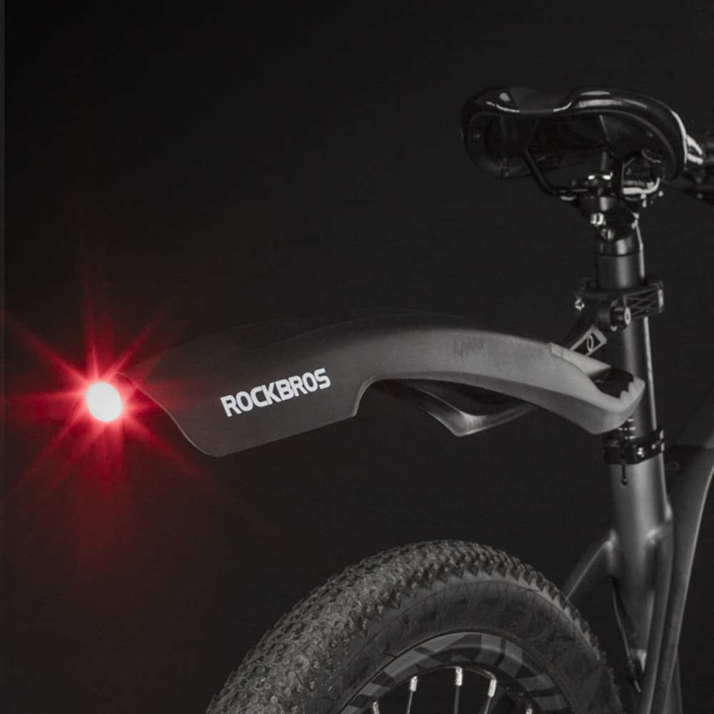 Kolesarski blatnik Rockbros DNB8001 z rdečo LED lučjo - črn 4