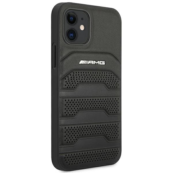 Ovitek AMG usnjen Debossed Lines za iPhone 12 mini - črn 4