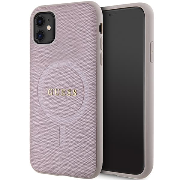 Ovitek Guess GUHMN61PSAHMCP za iPhone 11 / Xr - roza Saffiano MagSafe