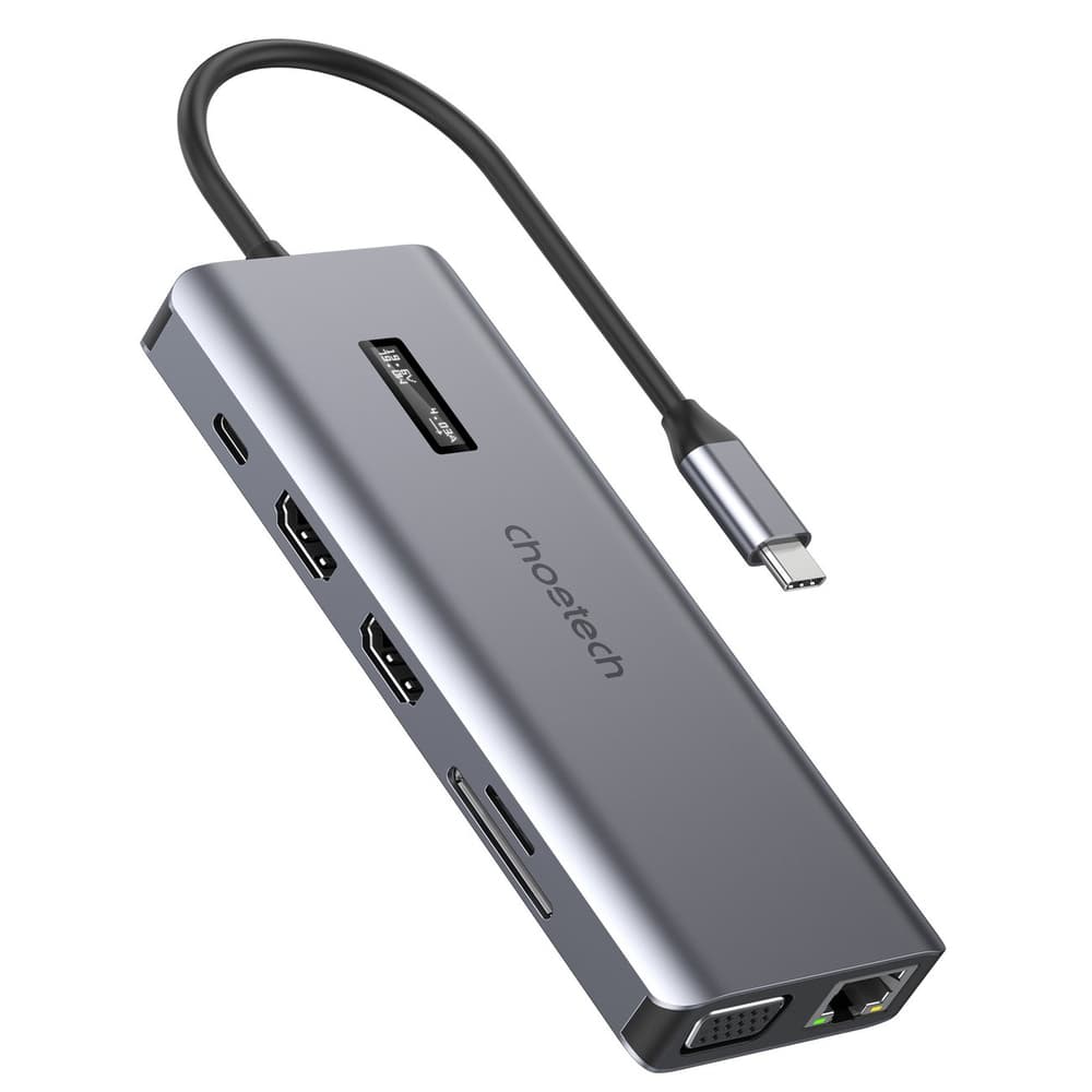 Choetech multifunkcijski HUB z zaslonom 12v1 (HUB-M26) - siv