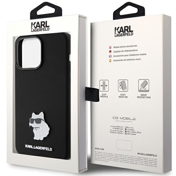 Karl Lagerfeld ovitek Silicone Choupette Metal Pin za iPhone 15 Pro Max - črna 8