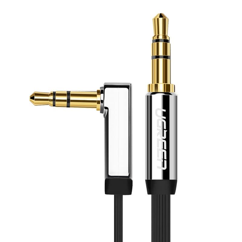 Ugreen AUX kabel 3.5mm mini jack, raven, 2m, kotni vtič, srebrn