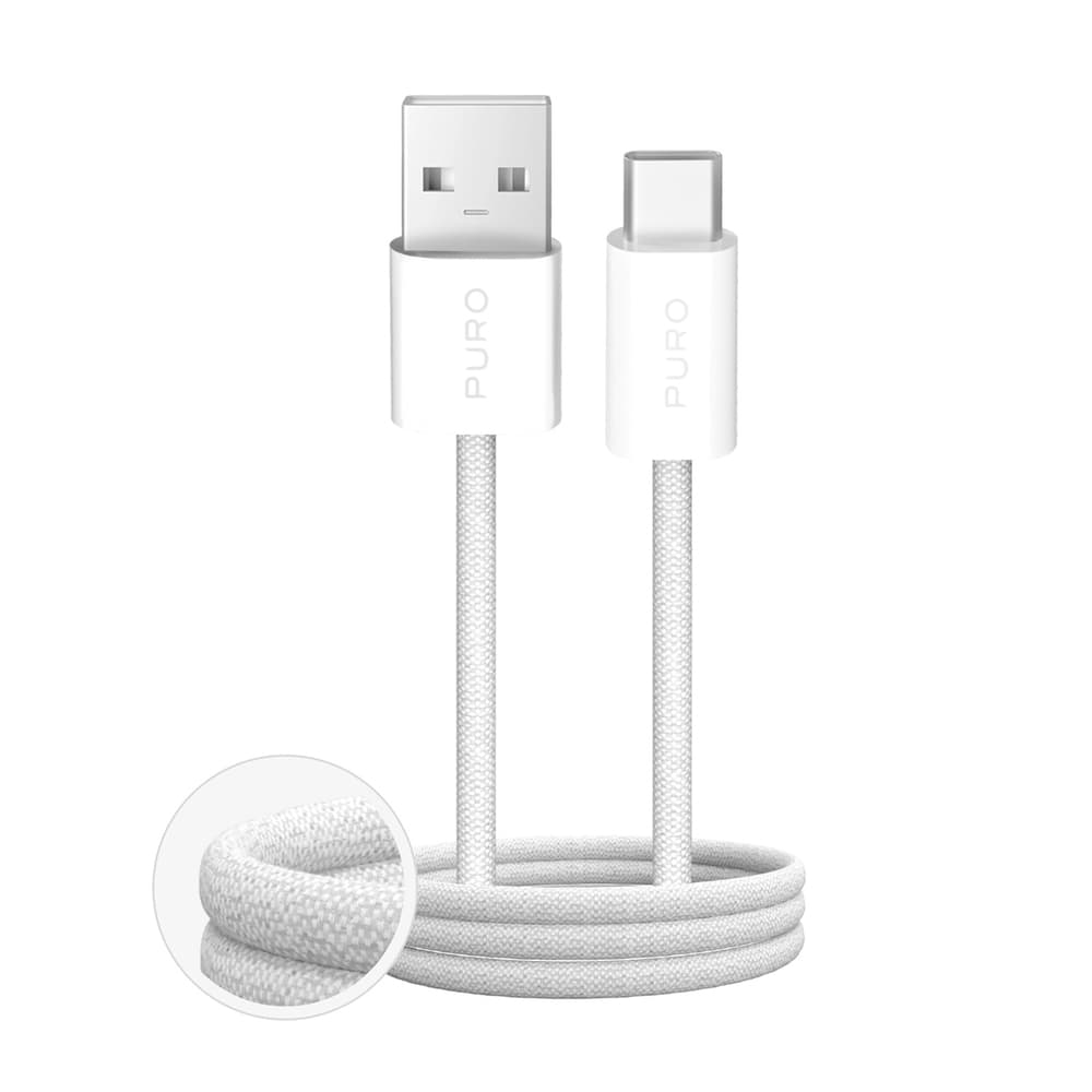 Puro Fabrik 2.0 kabel USB-A - USB-C, 1.5m, 10W, pleten - bel