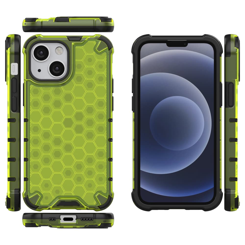 Ovitek Honeycomb z TPU Bumperjem za iPhone 13 mini - zelen 2