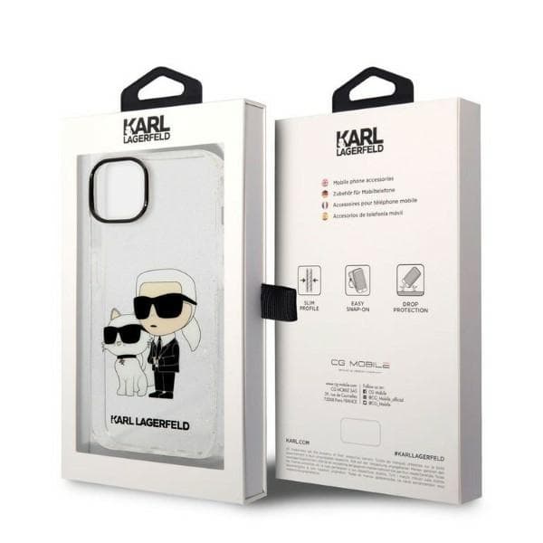 Karl Lagerfeld Glitter Karl & Choupette etui za iPhone 14 Plus - prozoren 8