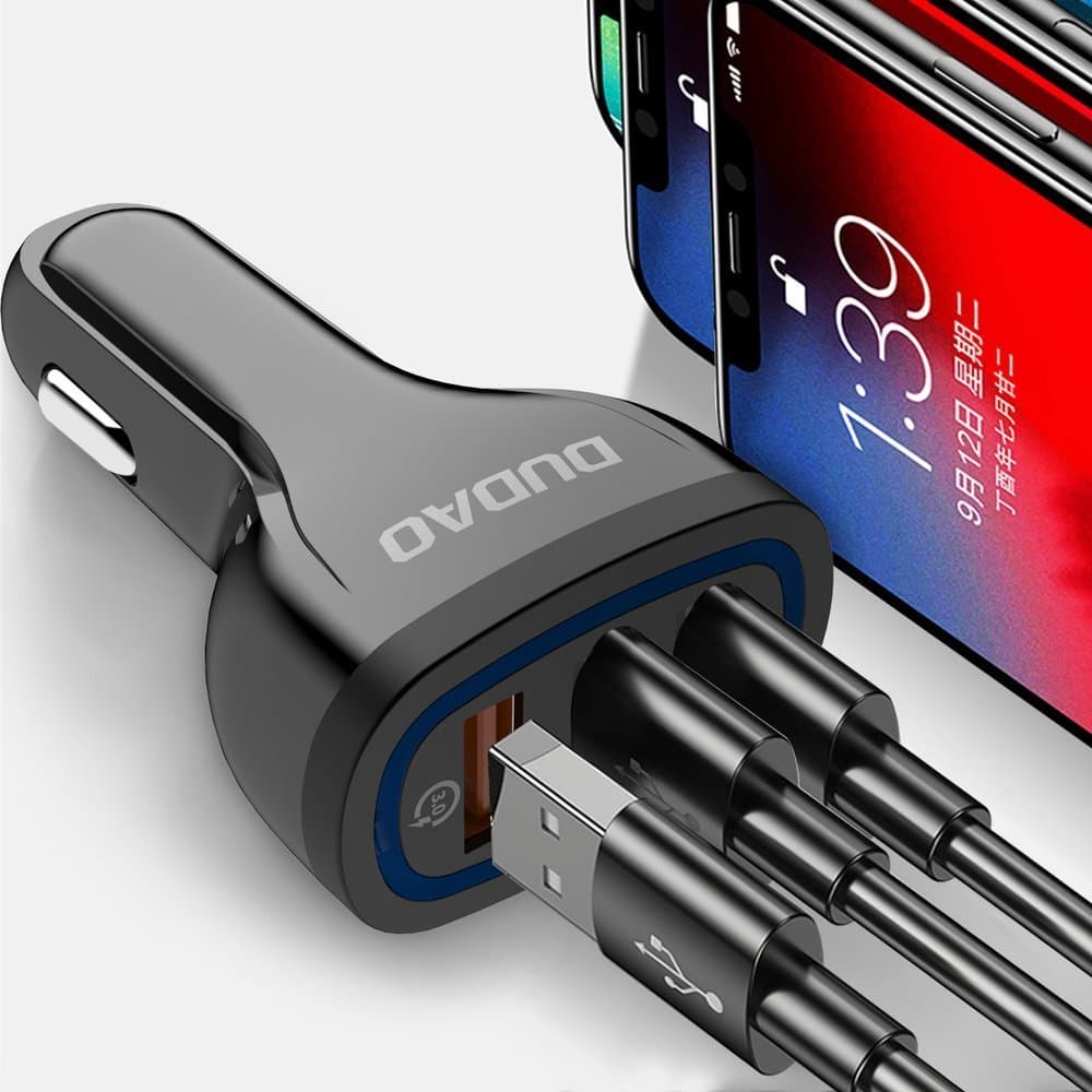 Dudao avto polnilec QC 3.0, 3x USB 18W - bel 8