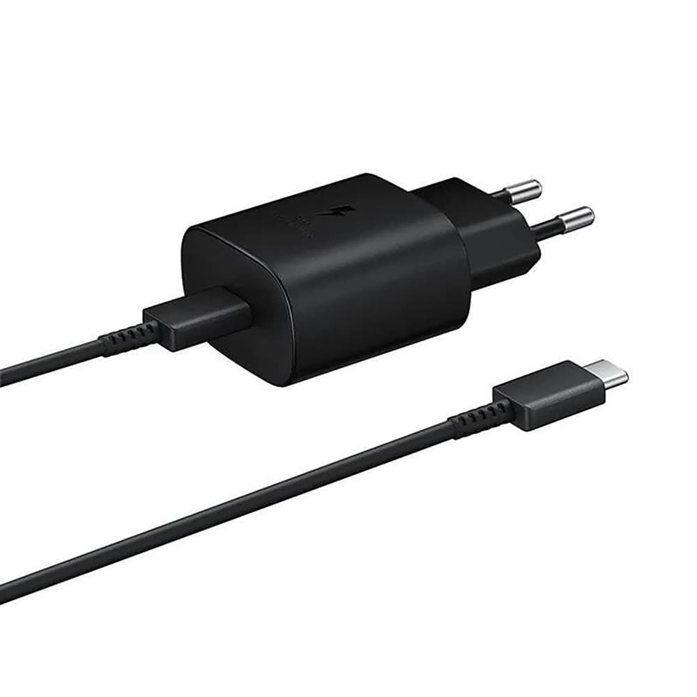 Samsung 25W EP-TA800EBE USB-C polnilnik z USB-C/USB-C kablom - črn