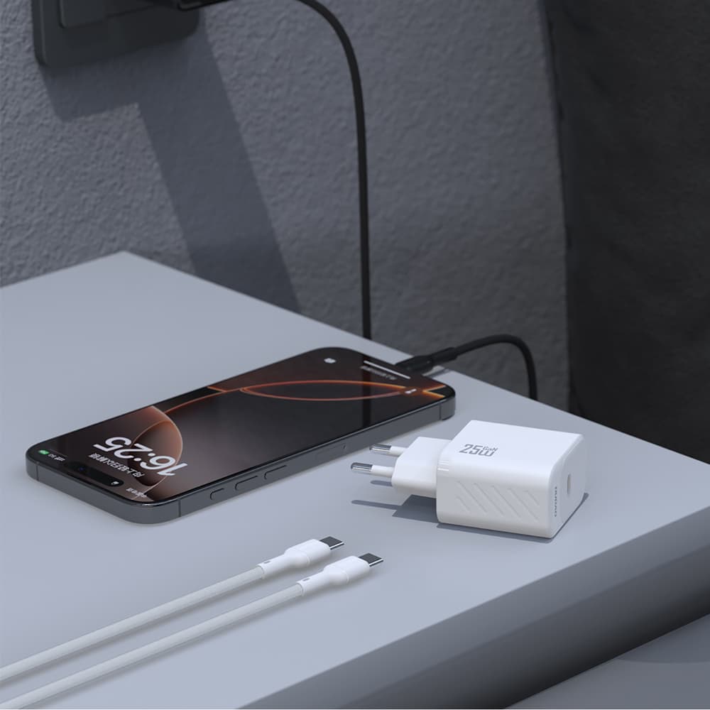 Dudao A27CEU PD 25W GaN stenski polnilnik USB-C s kablom USB-C, črn 4