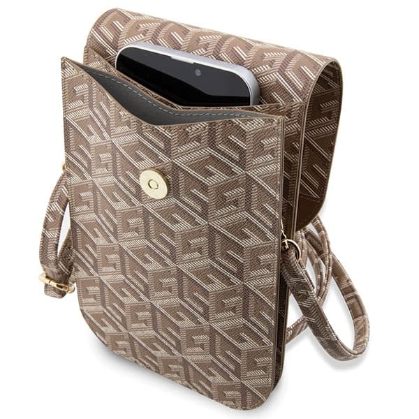 Guess torbica za telefon GUWBHGCFSEW, rjava/rjava GCube Stripe 4