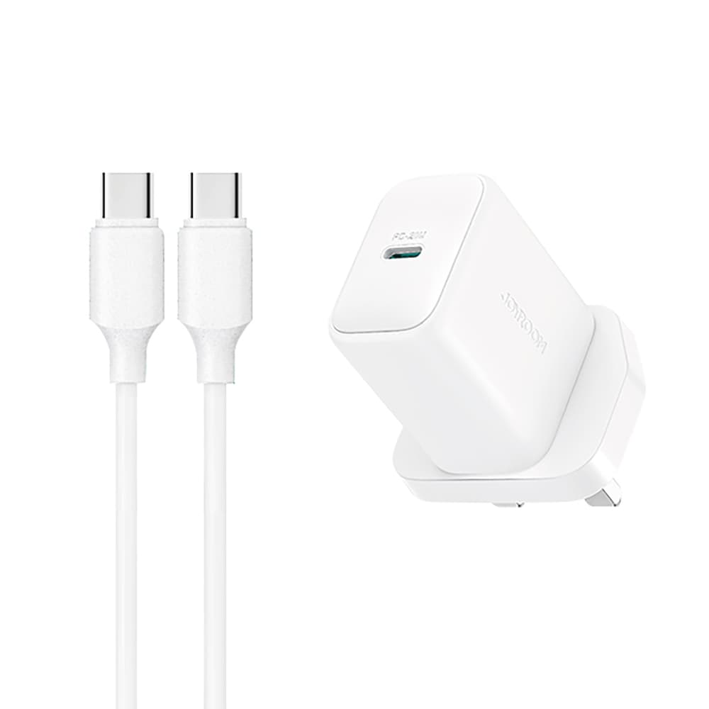 Joyroom JR-TCF20 PD 20W stenski polnilnik (UK vtič) + 1m USB-C kabel - bel